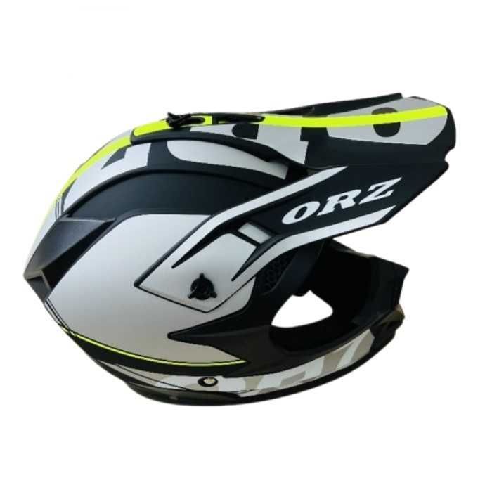 Кросова каска черна с неон и сив, За мотор, Атв, Велосипед, S, M