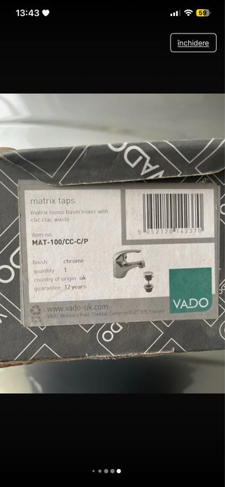 Robinet monocomanda pentru lavoar model Mallorca,disponimil 2x bucati ,la a doaua bucata nu am scurgerea