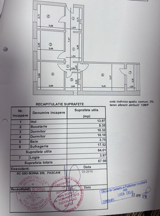 Apartament 3 camere mobilat si utilat Pascani