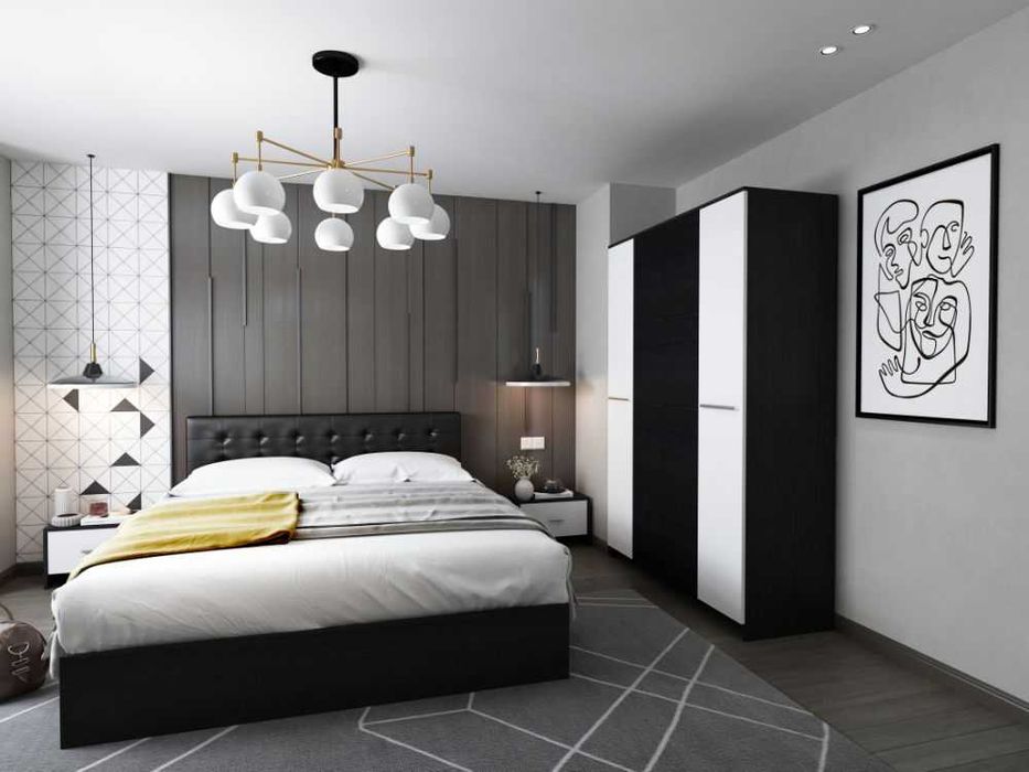 Set Dormitor Mario 4U 4 piese tapitat wenge