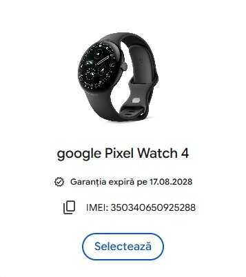Google Pixel Watch 4 45mm LTE Obsidian – Nou, desigilat, garanție 17.08.2028