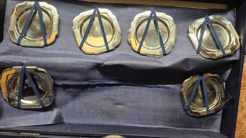 Винтидж комплект за кафе и чай от неръждаема стомана - чаши и каничка