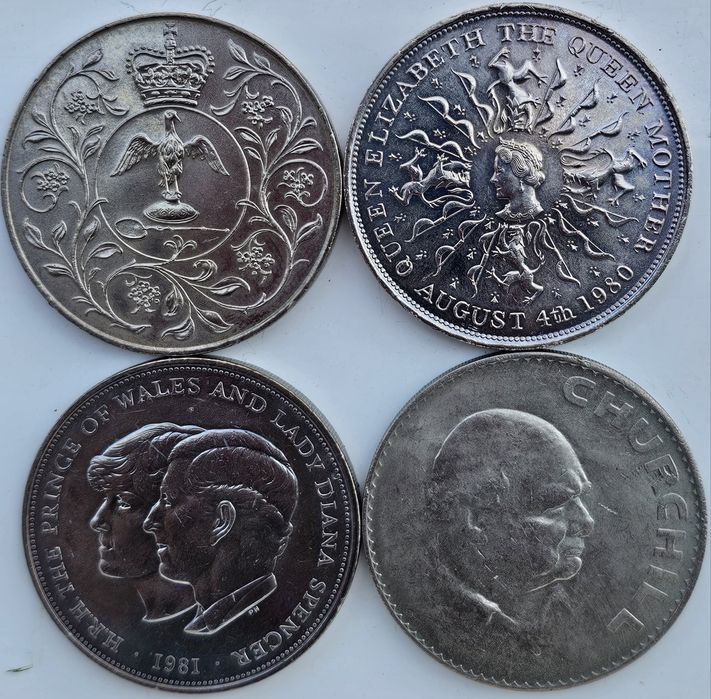 Продавам възпоменателни и юбилейни монети  25 Пенса и Шилинги Англия