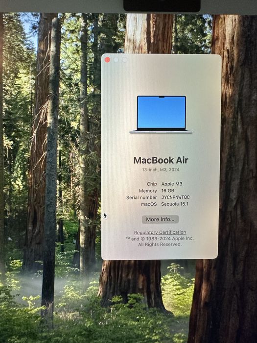 MacBook Air M3 13” 16GB/256GB, Space Gray , 100% Battery