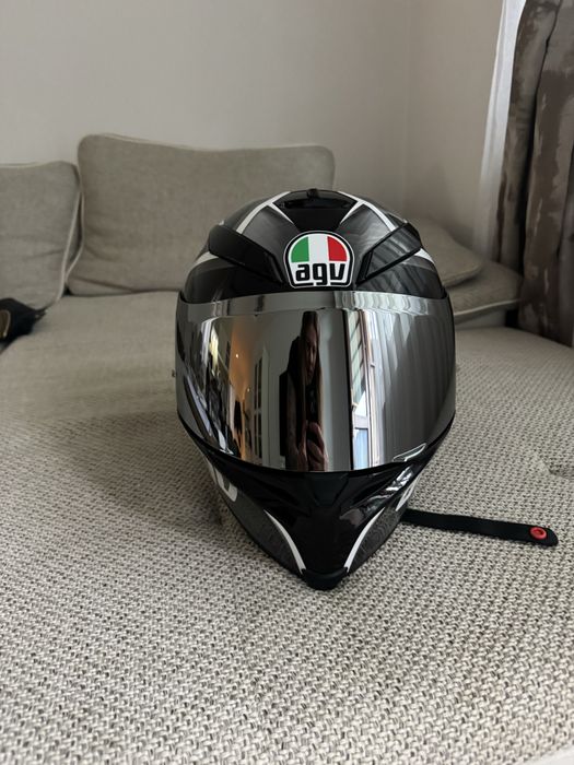 AGV K5 S full-face sport helmet in the "Tempest Black/Silver" graphic scheme