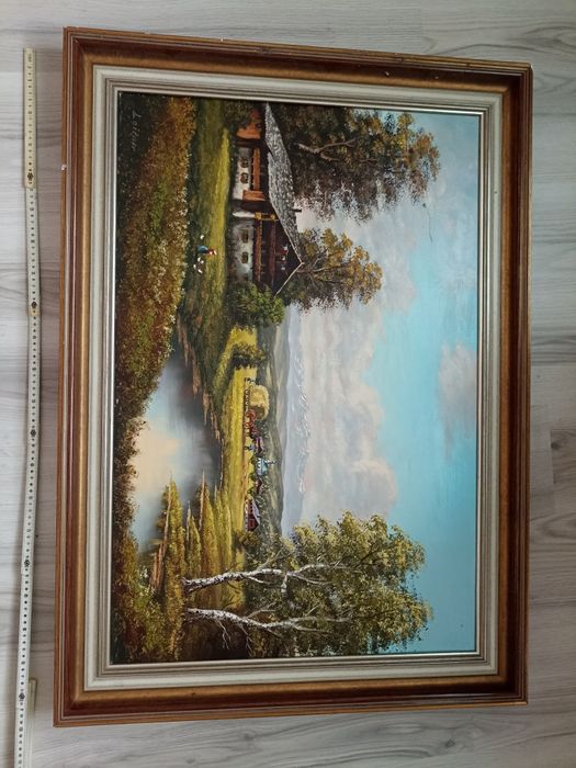 Tablou in ulei pe pânză 103 cm pe 73 cm (cu ramă),semnat  Leitner,