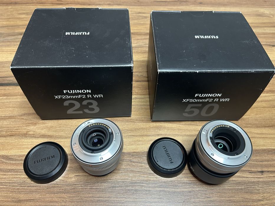 Продавам Fujifilm XF 23mm f/2 R WR & XF 50mm f/2 R WR (Сребристи) – Чисто нови в кутии!