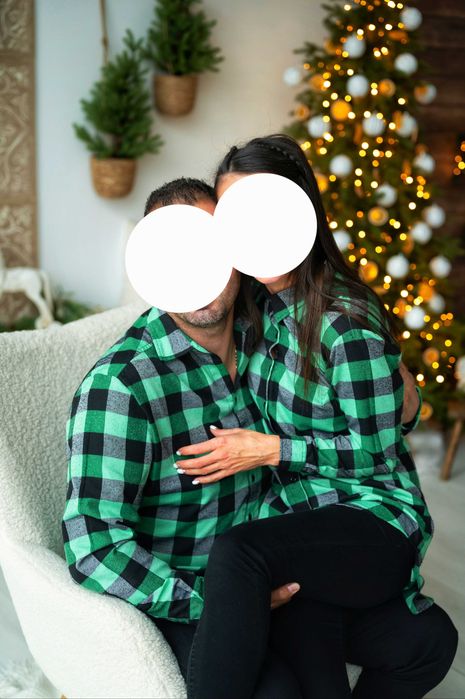 Лот/ комплект ризи за цялото семейство Terra caeli,зелено и черно каре