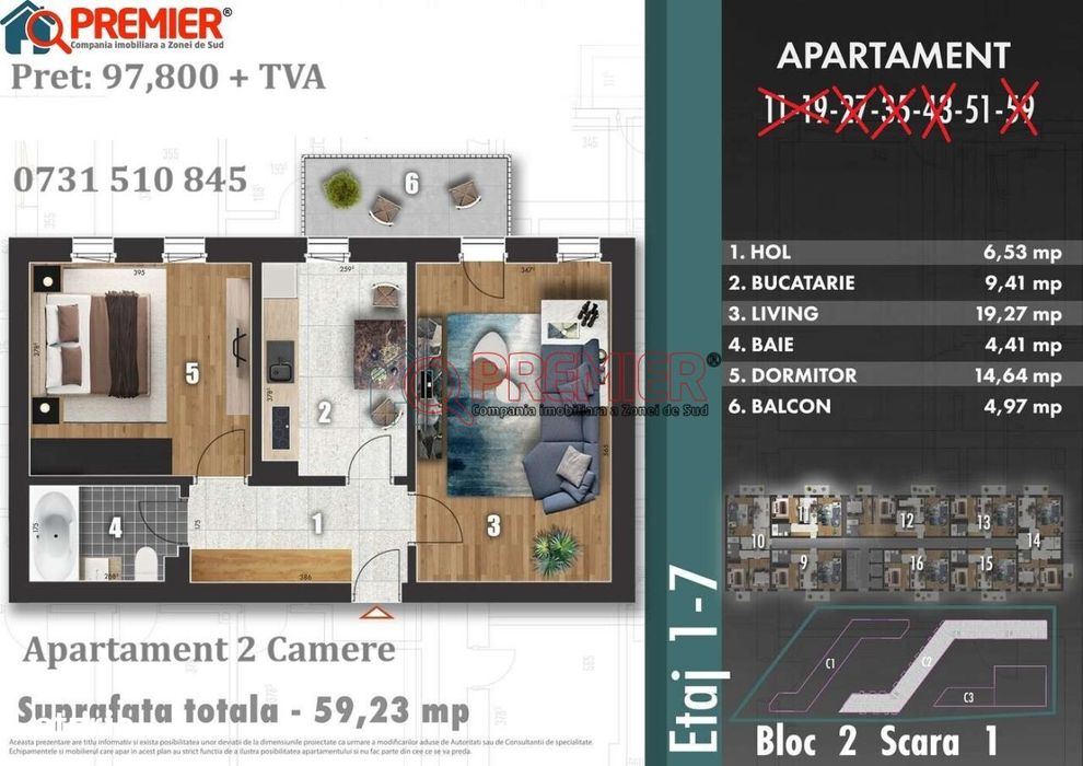 ULTIMUL - 2 Camere Decomandat | 59 mp | Promoție Limitată |