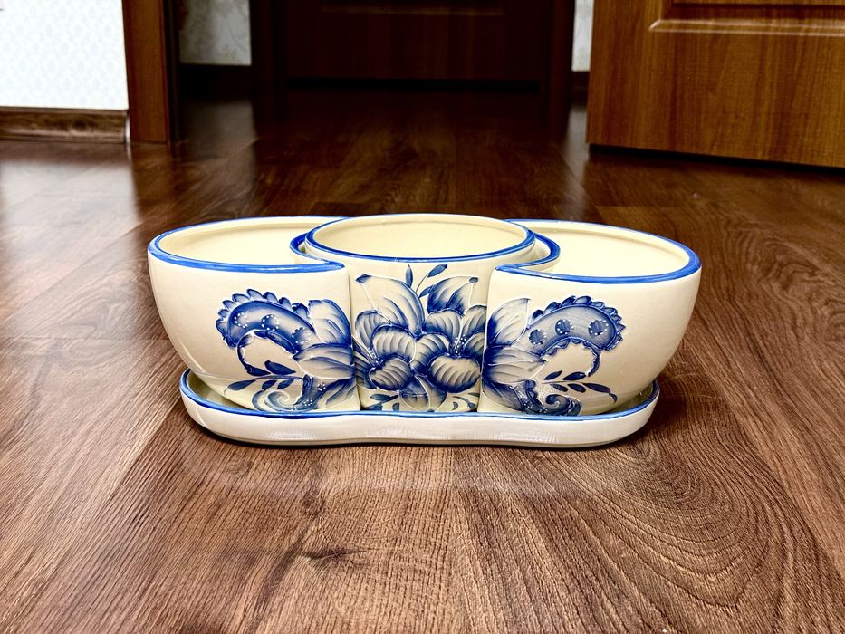 Продам керамический горшок из трех частей трансформер для цветов