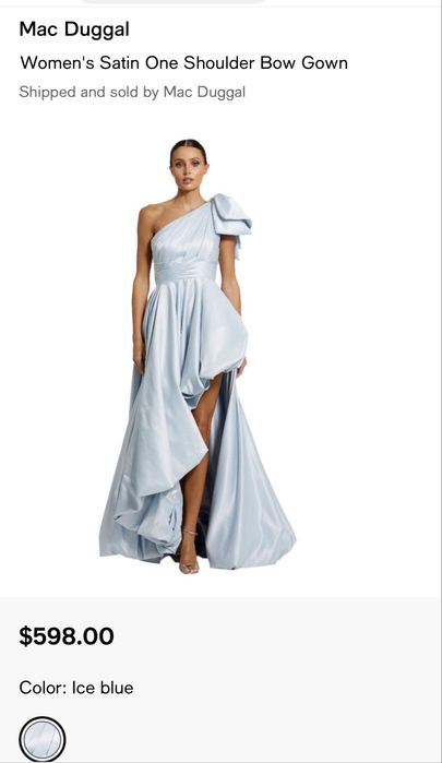 Елегантна сатенена рокля Mac Duggal – Ice Blue – US 6/S