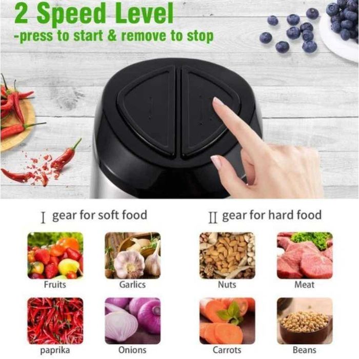 Tocator electric carne si legume, 4 lame inox, 2 viteze, inox