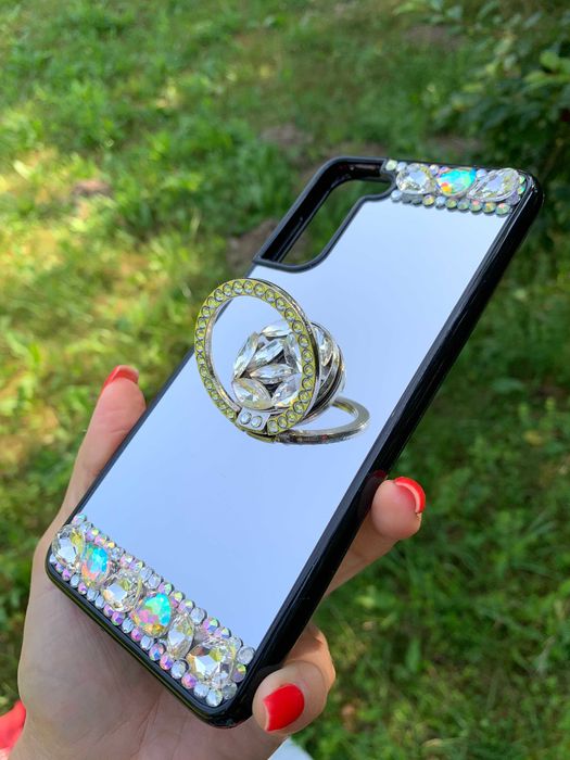 Husa oglinda cu inel si pietricele pt. Samsung Galaxy S21 , S21 FE 5G