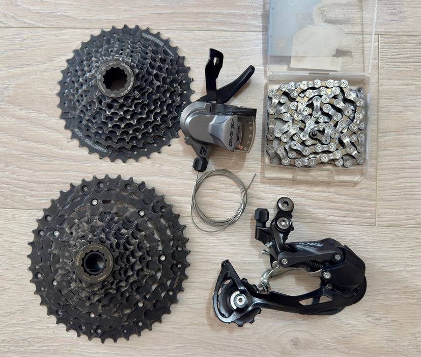 Piese transmisie 9 viteze: Set SRAM X5 și Set Shimano Alivio