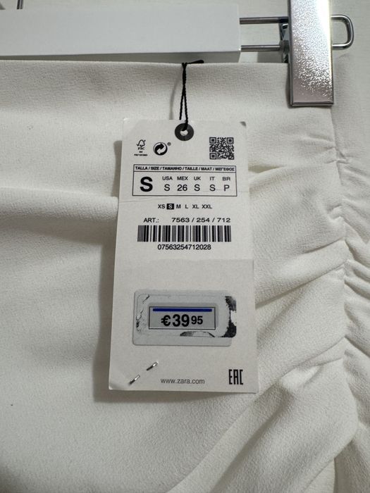 Compleu / set / costum alb fusta midi cu slit camasa scurta Zara S