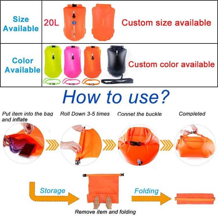 Baliza de inot 20L cu loc depozitare dry bag swim secure