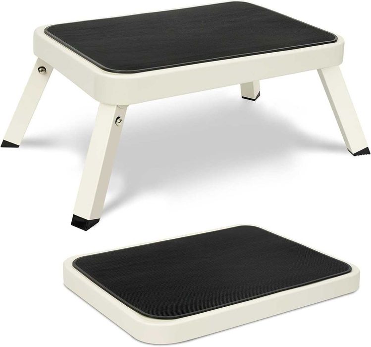 Сгъваема степенка за кемпер, Стомана, бяла