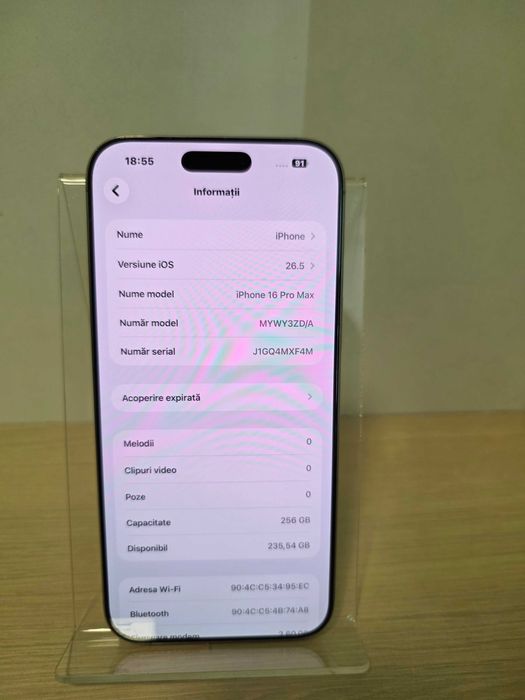Iphone 16 Pro Max 5G 256GB Titanium (ECA27 b.51745)-Garantie 2 ani