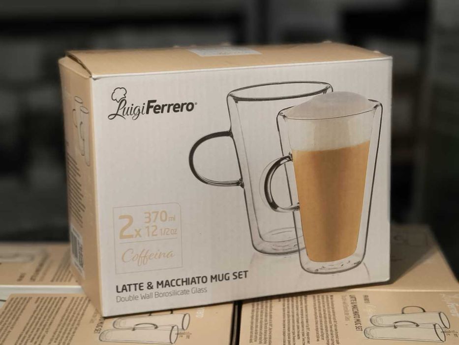 НОВИ! Комплект термочаши за кафе Latte & Macchiato Luigi Ferrero - с двойни стени чаши за капучино
