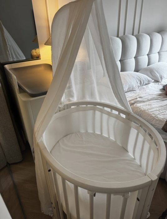 Pătuț Stokke Sleepi Mini + Extensie Bed + 2 saltele + suport baldachin
