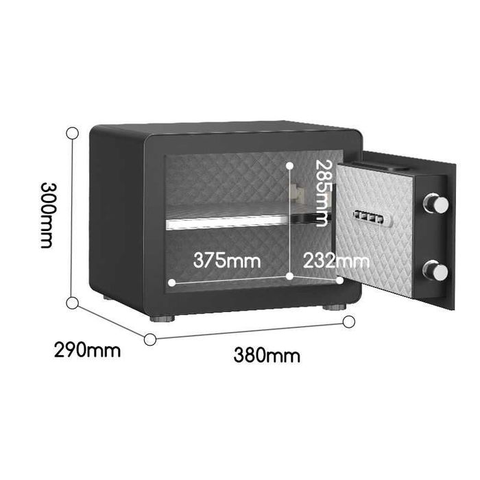 Сейф DELI ET570 электронный замок+ключ, 300х380х290 мм, 18 кг, черный