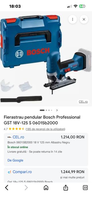 Fierastrau pendular Bosch GST 18V-125S in cutie L-Boxx