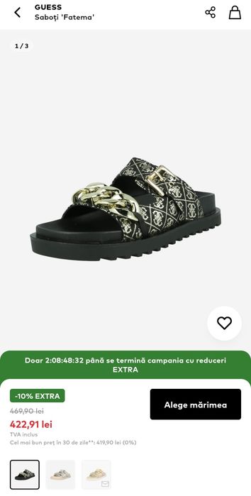 Șlapi saboți Guess Fatema Black 39