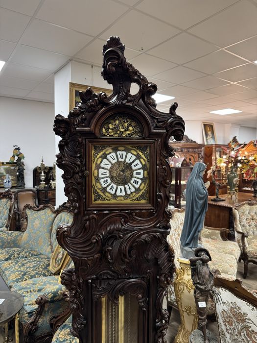 Ceas de podea din lemn masiv - sculptura manuala, mecanism westminster