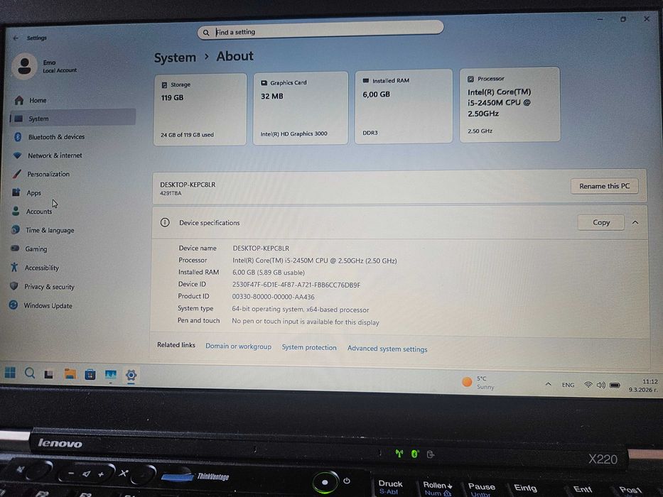 Lenovo ThinkPad X220 компактен с добра батерия Windows 11 SSD