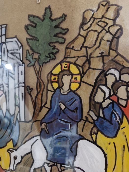 Icoană, pictura pe sticlă "Intrarea în ierusalim a Domnului"