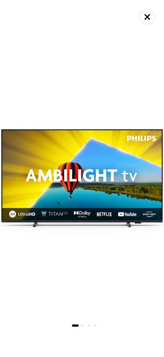 Телевизор Philips AMBILIGHT tv LED 65PUS8079, 65" (164 см), Smart TV, 4K Ultra HD, Клас F (Модел 2024)