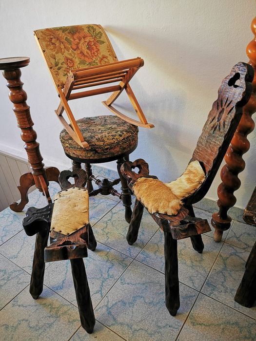 Vând scaune vintage lemn masiv și alte obiecte