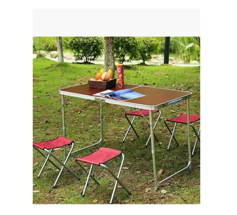 Стол-60х120 см,  4-стульями для пикника-26х35 см Доставка бесплатно