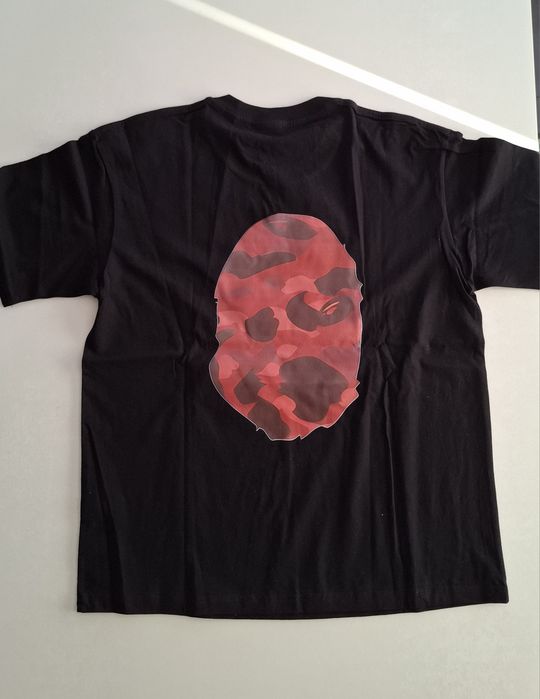 Tricou Bape Negru, Print Rosu, Marimea L