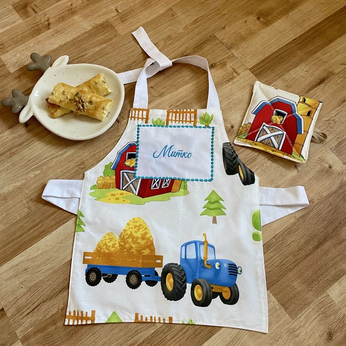 Детски комплект от престилка и шапка за готвене