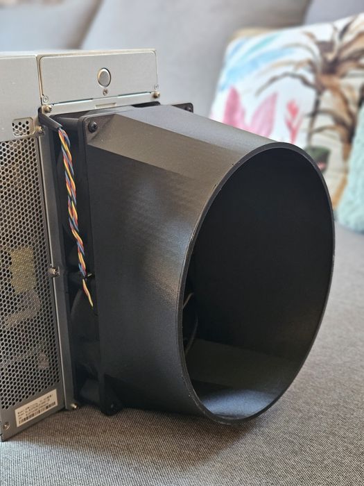 Antminer S19 / S21 Fan Cover 8" – адаптер за 2x12 см вентилатори към 8" (200 мм) въздуховод
