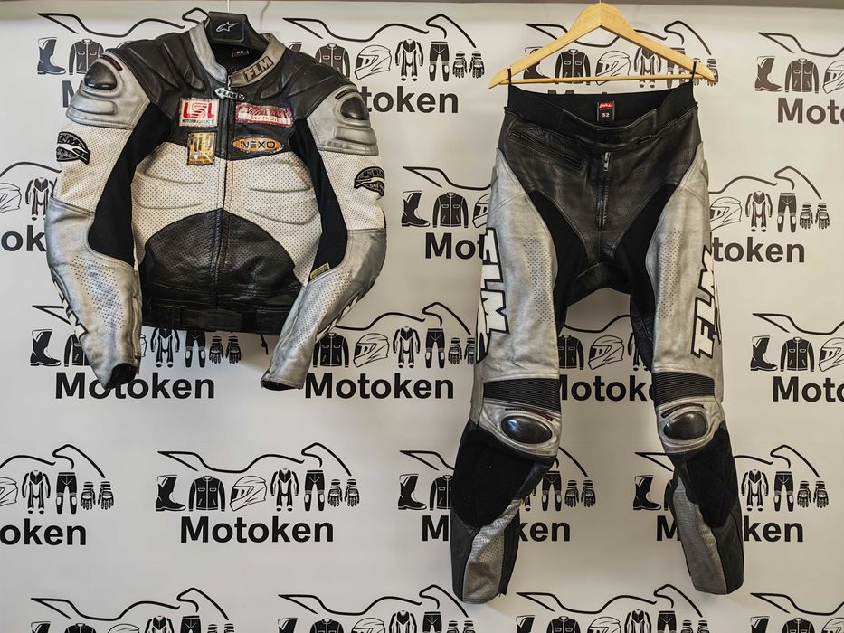 Costum moto piele FLM cu cocoasa marime 52