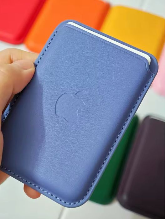 Промоционален пакет: Прозрачен Magsafe калъф + Кожен портфейл за гърба за iPhone 11/12/13/14/15/16/17 Mini, Plus, Air, Pro и Pro Max