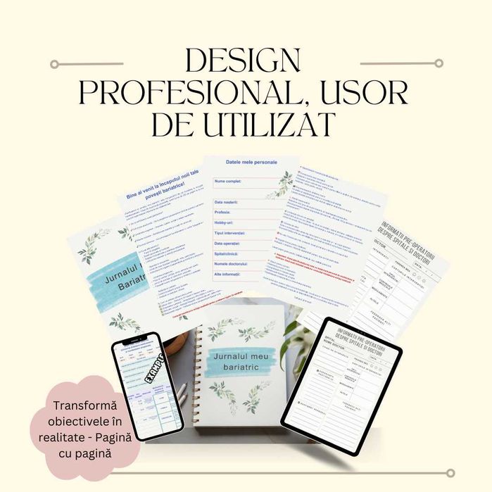 Jurnal si Planificator Bariatric - 219 Pagini Gastric Sleeve/Bypass