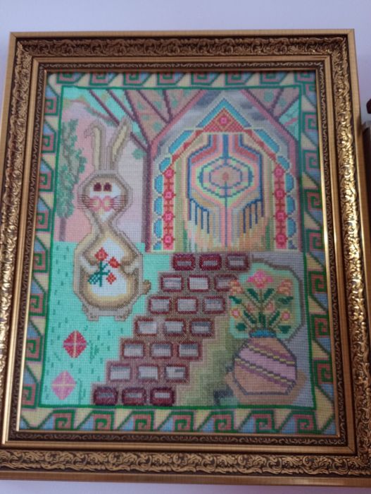 Tablou Goblen artistic numit Iepure cu flori