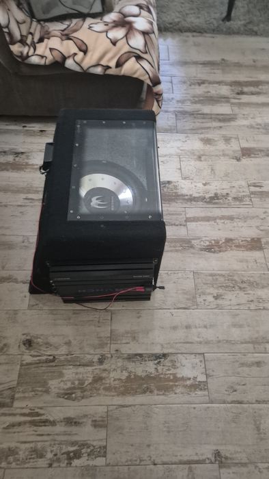 Subwoofer Crunch+Stație+convertor Hi-Low 500w RMS