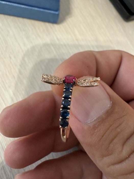 Inel aur roz 18k cu diamant si pietre model deosebit