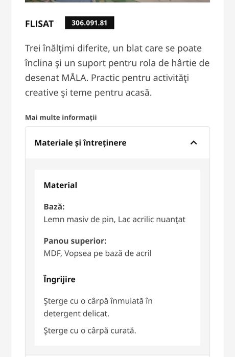 Birou Flisat Ikea copii inaltime reglabila