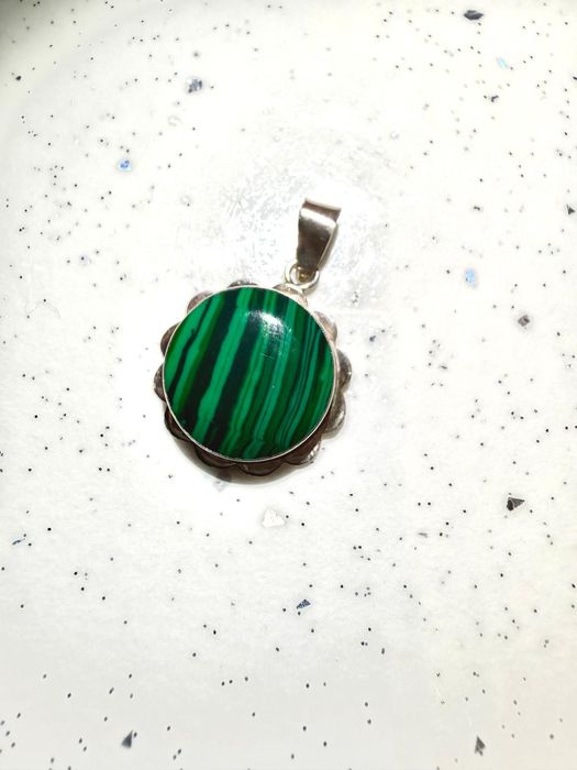 Pandantiv argint si piatra de malachit