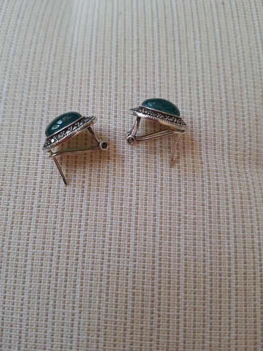 Set argint cu marcasite si agat verde