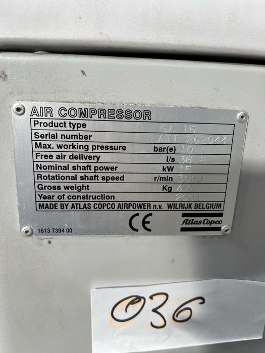 Compresor cu surub Atlas Copco 15 kw sh