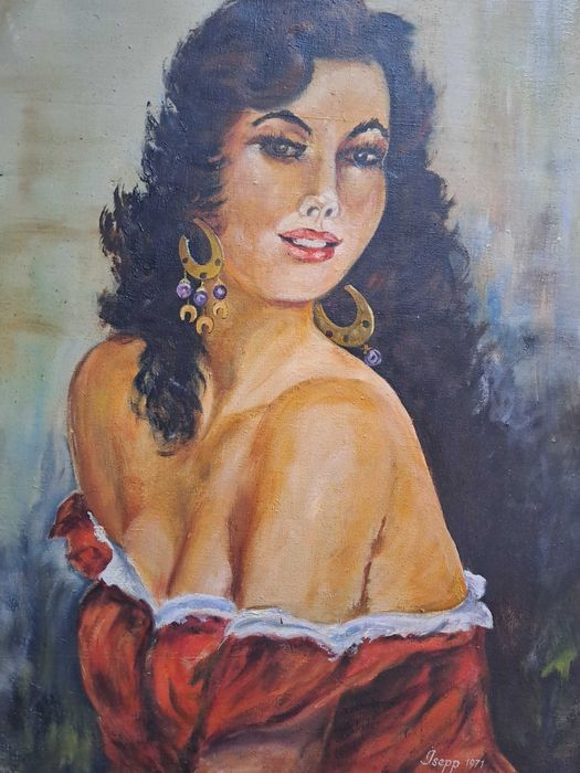 tablou pictura pe panza 72/63 cm semnat Isepp datat 1971
