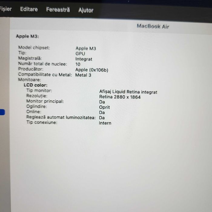 Laptop Apple MacBook Air 15" M3 8gb 512GB SSD Zeus Amanet Militari