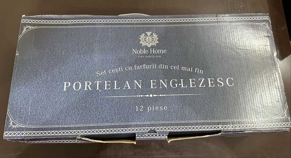 Set 6 cesti cu farfurii Royal Gold, portelan englezesc
