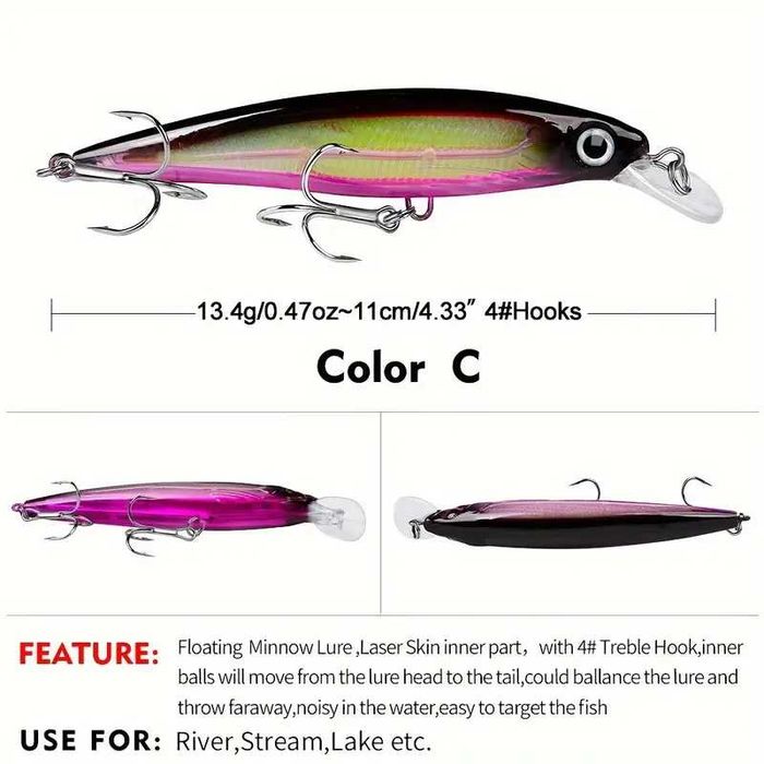 Воблер Hard Crankbait Minnow с тройни куки 11см, 13.5гр.
